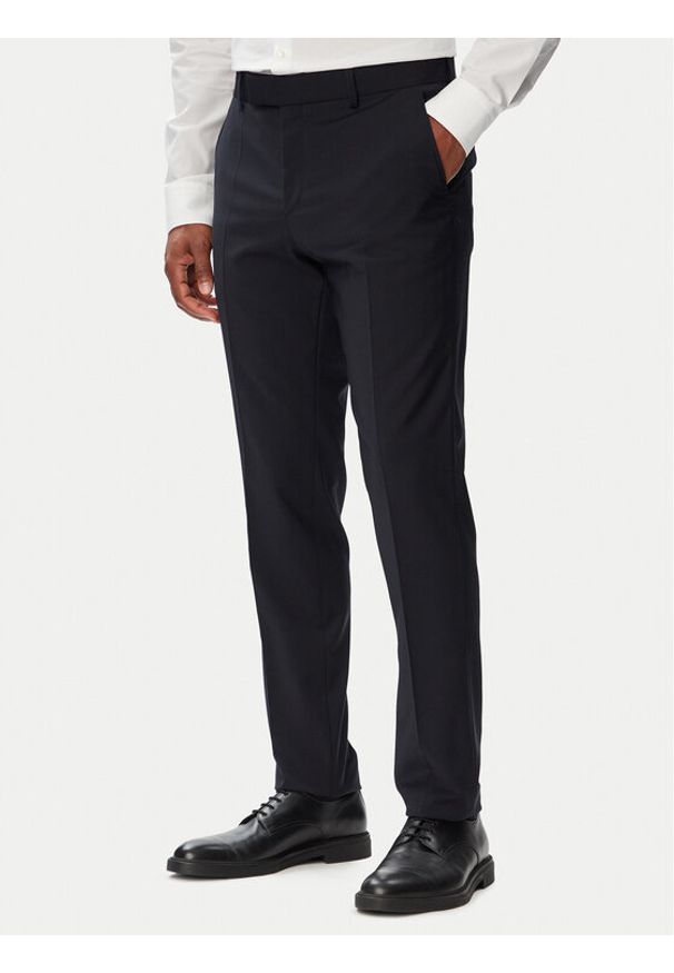 BOSS Spodnie garniturowe H-George-263 50567486 Granatowy Slim Fit. Kolor: niebieski. Materiał: wełna
