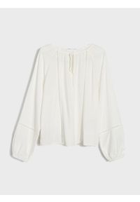 Sinsay - Wiskozowa bluzka z ażurowymi wstawkami - kremowy. Kolor: kremowy. Materiał: wiskoza. Wzór: ażurowy #1