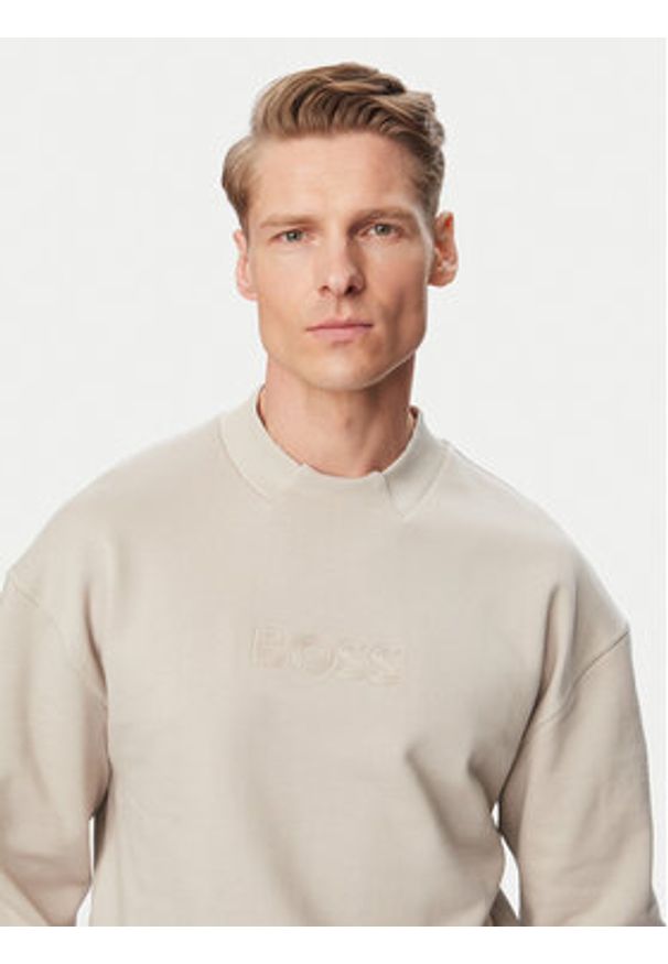 BOSS Bluza 50561510 Beżowy Regular Fit. Kolor: beżowy. Materiał: bawełna