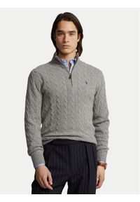 Polo Ralph Lauren Sweter 710876766008 Szary Regular Fit. Typ kołnierza: polo. Kolor: szary. Materiał: wełna