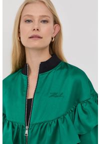 Karl Lagerfeld kurtka 221W1400 damska kolor zielony przejściowa. Okazja: na co dzień. Kolor: zielony. Materiał: materiał, włókno. Wzór: gładki. Styl: casual #3