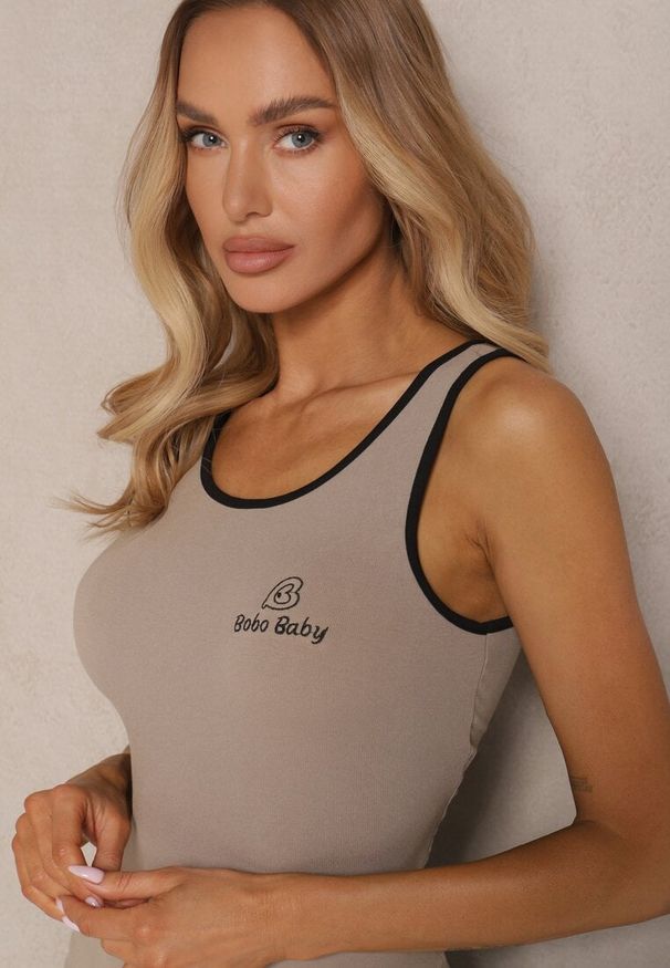 Renee - Ciemnozielony Top z Wiskozą i Ozdobnym Nadrukiem Amotia. Okazja: na co dzień. Kolor: zielony. Materiał: wiskoza. Wzór: nadruk. Styl: casual