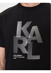 Karl Lagerfeld - KARL LAGERFELD T-Shirt 755037 542221 Czarny Regular Fit. Typ kołnierza: dekolt w karo. Kolor: czarny. Materiał: bawełna