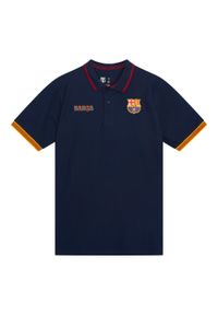 FC Barcelona polo męskie. Typ kołnierza: polo. Kolor: niebieski. Materiał: bawełna