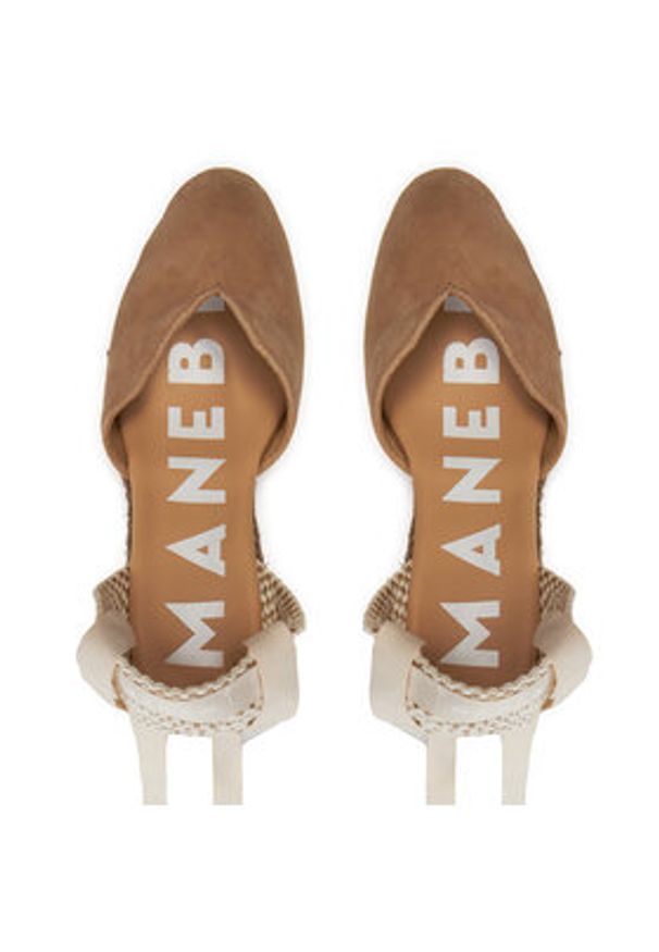 Manebi Espadryle Hamptons Heart-Shaped Wedge Espadrilles W 1.6 WH Beżowy. Kolor: beżowy. Materiał: zamsz, skóra