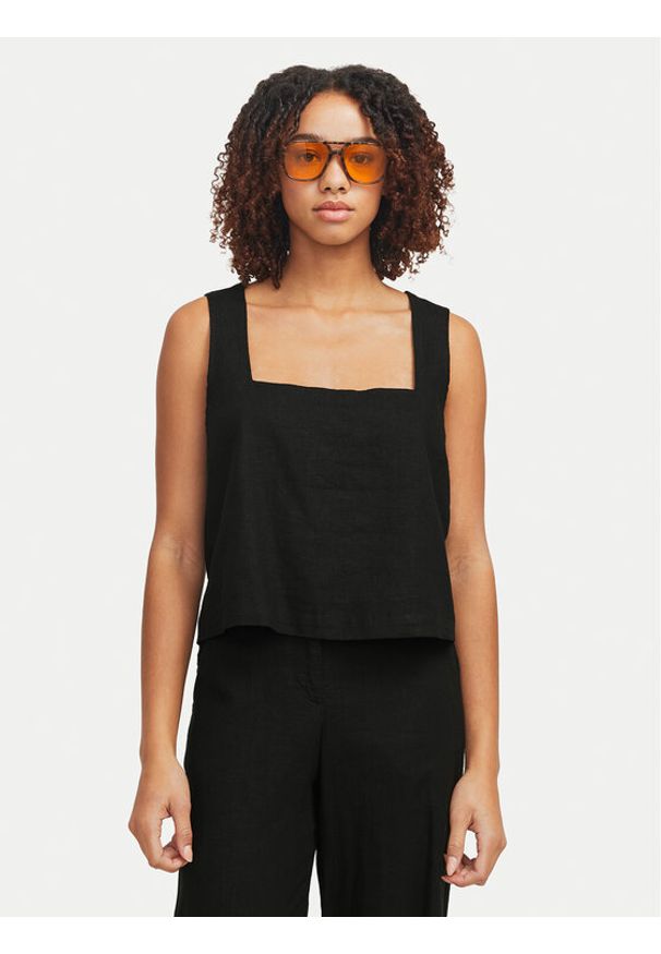 JJXX Top Breeze 12269734 Czarny Relaxed Fit. Kolor: czarny. Materiał: len, wiskoza
