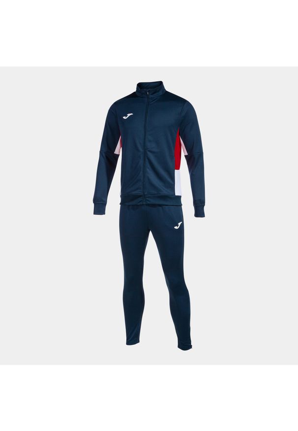 Dziecięcy dres Joma Danubio II. Kolor: czerwony, niebieski, wielokolorowy. Materiał: dresówka. Styl: elegancki, sportowy