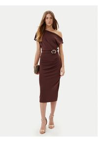 Rinascimento Sukienka koktajlowa CFC0123487003 Brązowy Regular Fit. Kolor: brązowy. Materiał: syntetyk. Styl: wizytowy
