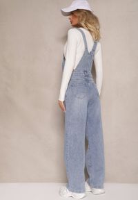Renee - Niebieskie Regulowane Jeansy Ogrodniczki o Szerokim Kroju Felorien. Okazja: na co dzień. Kolor: niebieski. Styl: elegancki, casual #5
