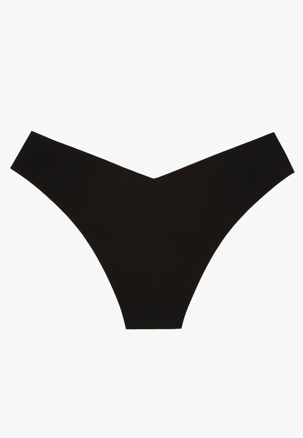 Renee - Czarne Bezszwowe Majtki Brazyliany Melzeki. Kolor: czarny. Materiał: jeans. Wzór: gładki