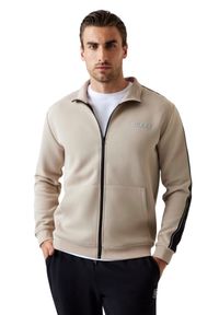 Guess - GUESS Beżowa bluza męska z lampasami Mickey, Rozmiar S. Kolor: beżowy