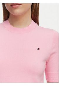 TOMMY HILFIGER - Tommy Hilfiger Sweter WW0WW49705 Różowy jasny Slim Fit. Kolor: różowy. Materiał: bawełna #3