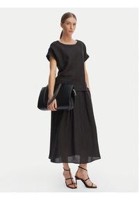 Marella T-Shirt Geyser 2615111132 Czarny Regular Fit. Kolor: czarny. Materiał: len #4