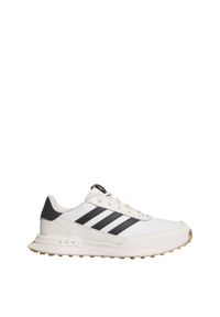 Adidas - Buty S2G Spikeless Leather 24 Golf. Kolor: biały, wielokolorowy, szary. Materiał: skóra. Szerokość cholewki: normalna. Sport: golf