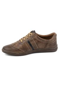 Joker - Buty męskie skórzane sznurowane JOKER 521 brązowe. Okazja: na co dzień, na spacer. Kolor: brązowy. Materiał: skóra. Sezon: lato. Styl: casual #3