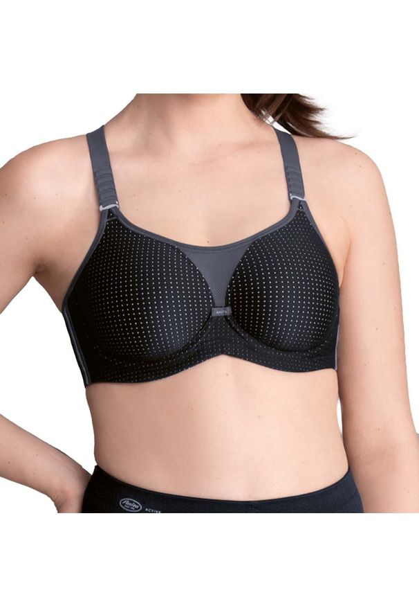 ANITA ACTIVE - Stanik do biegania Performance WireX z wysoki poziomem podtrzymywania. Kolor: czarny. Materiał: poliester, elastan, poliamid. Rodzaj stanika: biustonosz z fiszbinami. Długość rękawa: na ramiączkach. Sport: bieganie