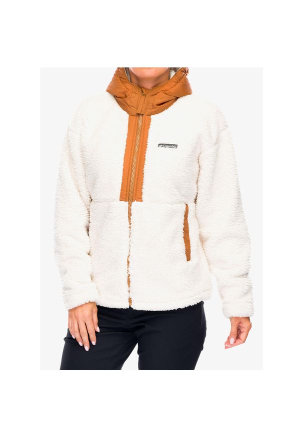 columbia - Polar damski Columbia Boundless Discovery Hooded Sherpa. Kolor: biały. Materiał: polar. Sport: turystyka piesza