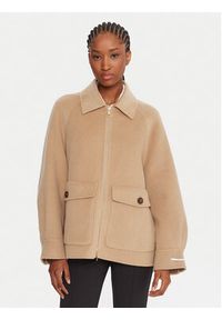 Marella Płaszcz wełniany Gettone 2523086011 Beżowy Loose Fit. Kolor: beżowy. Materiał: syntetyk