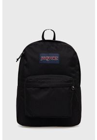 JanSport - Jansport plecak kolor czarny duży z aplikacją. Kolor: czarny. Wzór: aplikacja #1