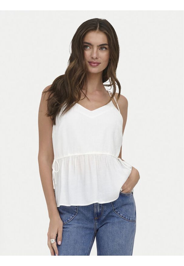 only - ONLY Top Nele 15370325 Biały Regular Fit. Kolor: biały. Materiał: wiskoza