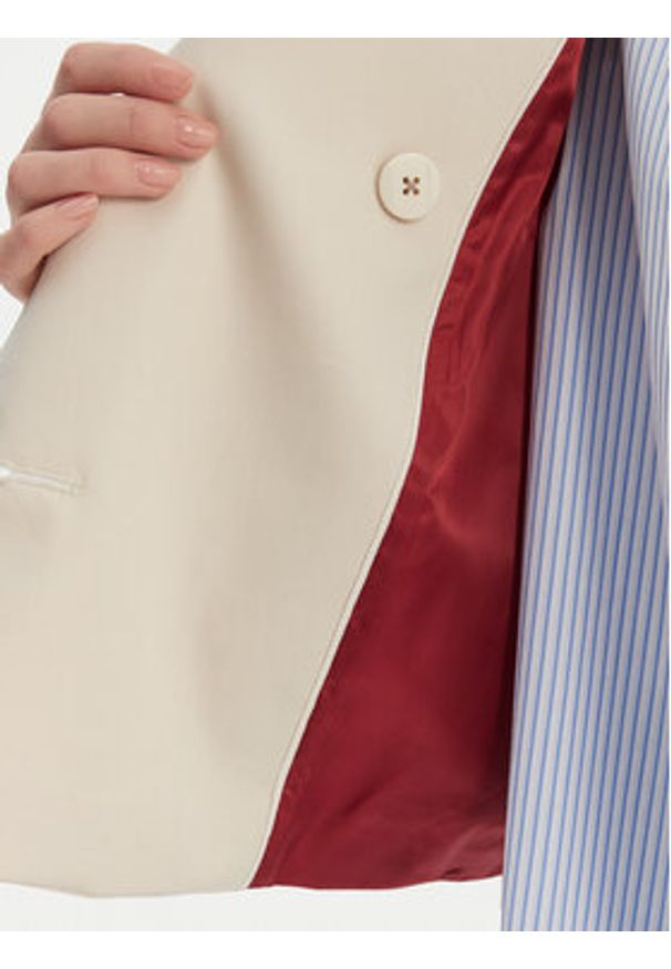 TOMMY HILFIGER - Tommy Hilfiger Trencz WW0WW50768 Beżowy Oversize. Kolor: beżowy. Materiał: bawełna