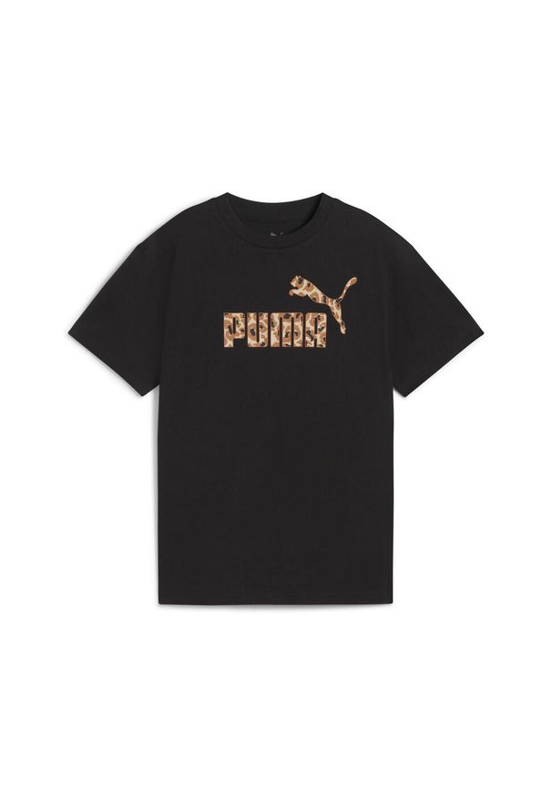 Puma - Młodzieżowa koszulka Essentials Animal Logo Infill PUMA Black. Kolor: czarny. Materiał: prążkowany