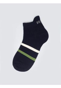 Big-Star - Stopki męskie z dwoma paskami granatowe Sherlock 403. Kolor: niebieski. Materiał: bawełna, materiał, włókno, skóra, denim #1