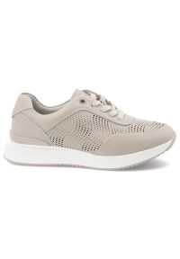 Beżowe Sneakersy S.Barski Modne Obuwie Damskie. Zapięcie: sznurówki. Kolor: beżowy. Materiał: materiał. Szerokość cholewki: normalna #6