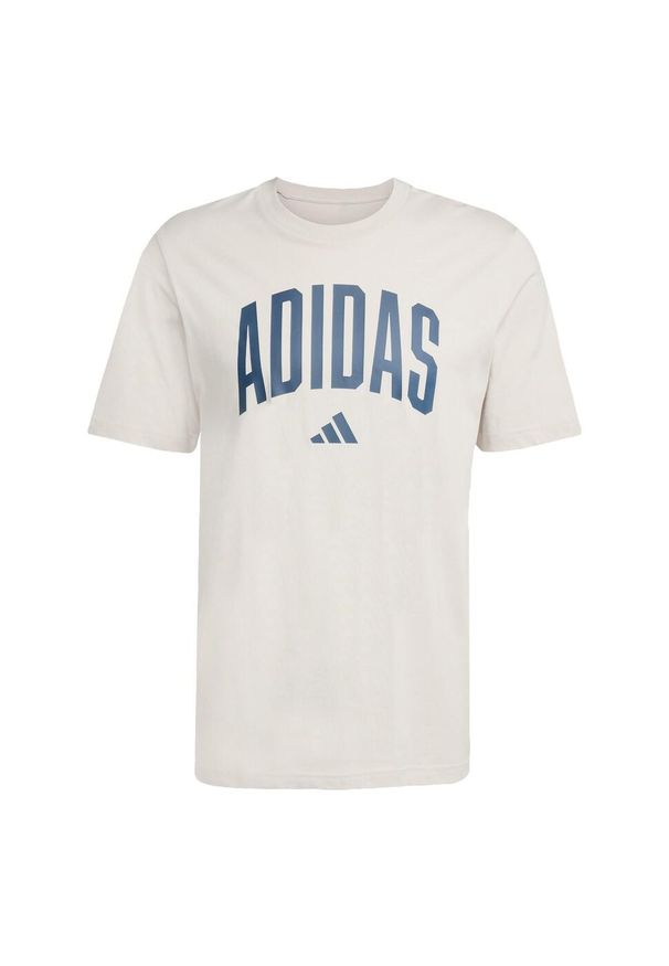 Adidas - Koszulka Collegiate Lineage Graphic. Kolor: beżowy. Materiał: bawełna