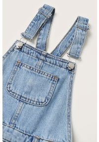 Mango Kids ogrodniczki jeansowe dziecięce Donna gładkie regulowana talia. Okazja: na co dzień. Kolor: niebieski. Materiał: jeans. Wzór: gładki. Styl: casual