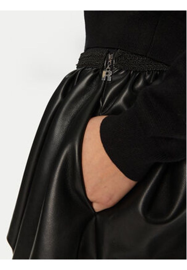 ROTATE Spódnica z imitacji skóry 113503 Czarny Regular Fit. Kolor: czarny. Materiał: syntetyk