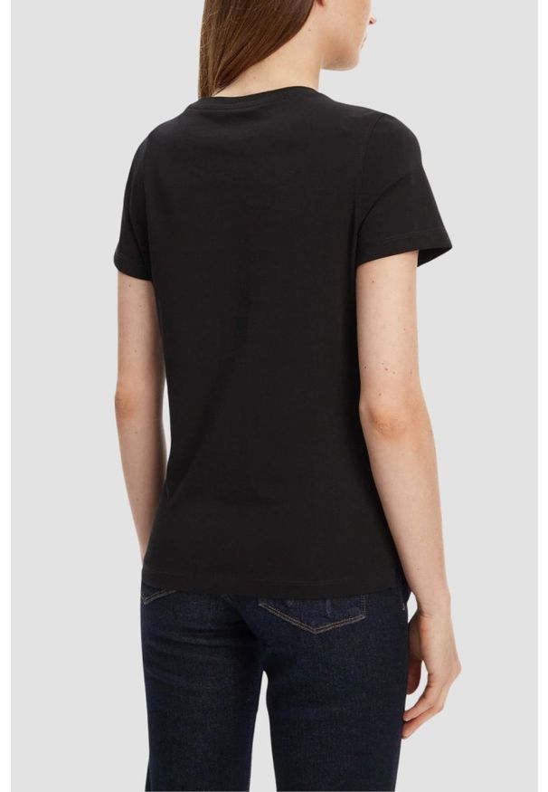 Guess - GUESS Czarny damski t-shirt Pearls Love, Rozmiar M. Kolor: czarny