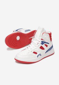 Renee - Biało-Czerwone Sneakersy Philena. Nosek buta: okrągły. Zapięcie: sznurówki. Kolor: biały. Materiał: guma, jeans, dresówka, materiał. Wzór: kolorowy #4