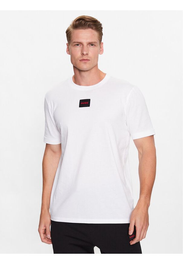 Hugo T-Shirt Diragolino212 50447978 Biały Regular Fit. Kolor: biały. Materiał: bawełna