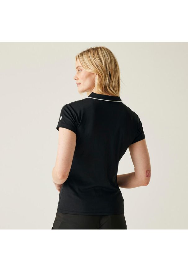 Regatta - Damska koszulka turystyczna polo Maverick V. Typ kołnierza: polo. Kolor: czarny, wielokolorowy, fioletowy. Materiał: materiał. Sport: turystyka piesza