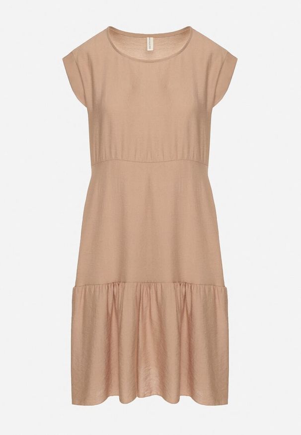 Born2be - Jasnobrązowa Wiskozowa Sukienka o Rozkloszowanym Kroju Lizena. Okazja: na co dzień, na imprezę. Kolor: brązowy. Materiał: wiskoza. Sezon: wiosna, lato. Styl: casual, klasyczny