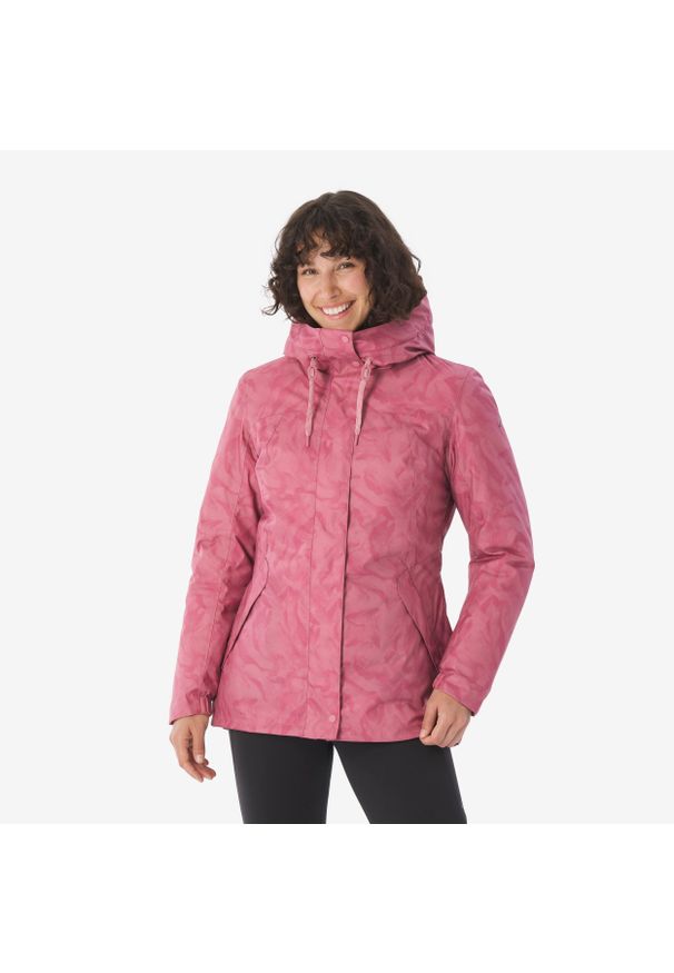 quechua - Kurtka turystyczna damska zimowa Quechua NH500 -10°C wodoodporna. Kolor: różowy. Materiał: polar. Sezon: zima. Sport: turystyka piesza