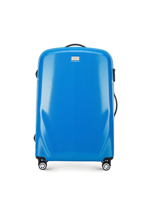 Wittchen - Duża walizka z polikarbonu jednokolorowa niebieska. Kolor: niebieski. Materiał: guma