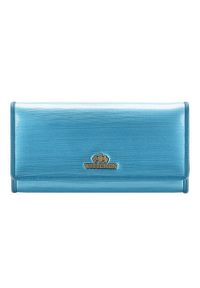 Wittchen - Damski portfel ze skóry lakierowany poziomy. Kolor: niebieski. Materiał: skóra, lakier #1