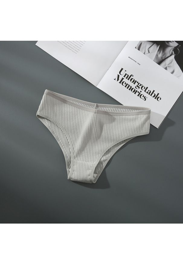 Intica - Figi z prążkowanego materiału średni stan Betti. Kolor: szary. Materiał: materiał, prążkowany