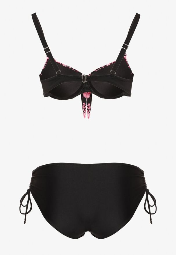Born2be - Różowe Bikini Biustonosz z Wiązaniem i Majtki Typu Figi Norettia. Kolekcja: plus size. Kolor: różowy. Materiał: jeans