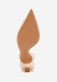 Born2be - Beżowe Czółenka z Transparentną Cholewką Perełkami i Cyrkoniami Jinnata. Kolor: beżowy. Szerokość cholewki: normalna. Wzór: aplikacja. Styl: elegancki, wizytowy #2