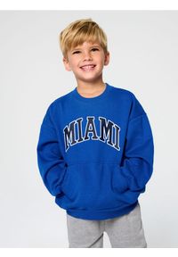 Sinsay - Bluza crewneck z napisem - niebieski. Kolor: niebieski. Wzór: napisy #1