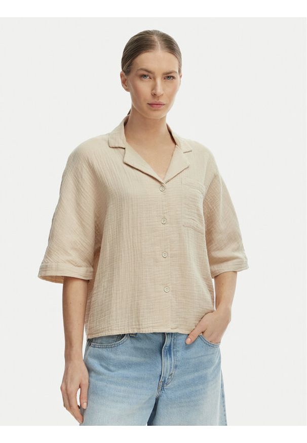 only - ONLY Koszula Thyra 15267839 Beżowy Regular Fit. Kolor: beżowy. Materiał: bawełna