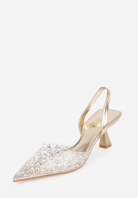 Renee - Złote Czółenka z Przezroczystą Cholewką Ozdobione Perełkami i Cyrkoniami Karenetia. Kolor: złoty. Szerokość cholewki: normalna. Wzór: aplikacja. Styl: elegancki #7