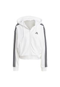 Adidas - Essentials 3-Stripes French Terry Bomber Full-Zip Hoodie. Typ kołnierza: kaptur. Kolor: biały, czarny, wielokolorowy