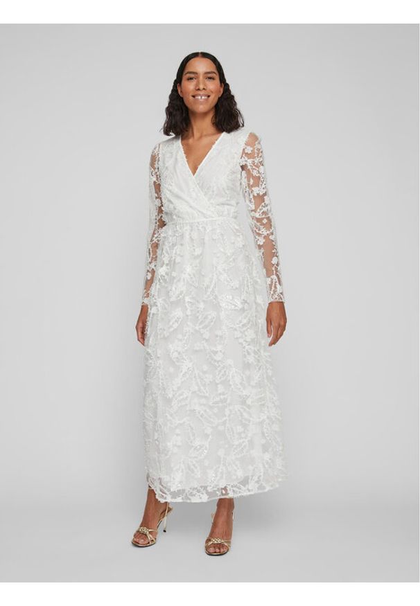 Vila Sukienka wieczorowa Wedy 14083840 Biały Regular Fit. Kolor: biały. Materiał: syntetyk. Styl: wizytowy