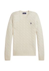 Polo Ralph Lauren Sweter 211971865001 Biały Slim Fit. Typ kołnierza: polo. Kolor: biały. Materiał: wełna #3
