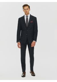 Pako Lorente - PAKO LORENTE – Męskie spodnie garniturowe w odcieniu granatowym. Kolor: niebieski. Materiał: poliester, wełna, lycra. Styl: elegancki #6