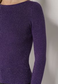 Born2be - Fioletowy Sweter z Wiskozą i Metaliczną Nitką Lillanova. Okazja: na co dzień. Kolor: fioletowy. Materiał: wiskoza. Długość rękawa: długi rękaw. Długość: długie. Styl: casual #5